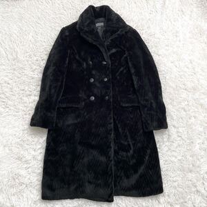 【美品】VERSACE JEANS COUTURE ヴェルサーチ フェイク ファー ロング コート M ヴィンテージ