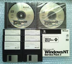 【ジャンク】Microsoft WindowsNT Server 4.0 CD 3枚 ＋ FD 6枚