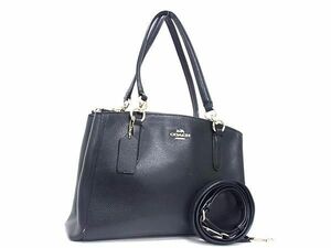 1円 COACH コーチ F36637 レザー 2WAY トートバッグ ショルダーバッグ 肩掛けかばん レディース ブラック系 BG9284