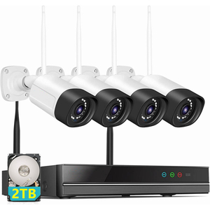 防犯カメラ ワイヤレス 監視カメラ 家庭用 業務用 2TB 屋内 屋外 wifi カメラセット 4台 一体型NVR HDD 遠隔監視 双方向音声