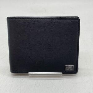 ★KO1414□PORTER ポーター CURRENT カレント ウォレット 二つ折り財布 052-02203 小銭入れあり ブラック レザー