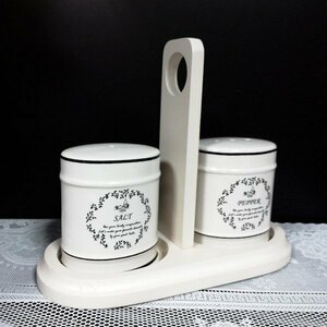 アンティーク調　Cantine ソルト＆ペッパーセット◆陶器◆塩　胡椒