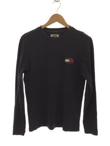 TOMMY JEANS◆長袖Tシャツ/S/コットン/BLK/無地/トミージーンズ