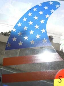 フィンステッカー　FIN USA アメリカ 国旗 ロングボード 透明