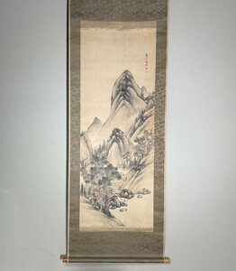 【洛座】【真作】逸品 江戸後期の画家 長谷川嵐渓 筆 山水＜南画中国唐物◆