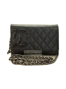 CHANEL◆マトラッセ/チェーンウォレット/財布/レザー/BLK/レディース//