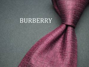 美品【BURBERRY バーバリー】 C1548 ワイン系 SILK ブランド ネクタイ 古着 良品