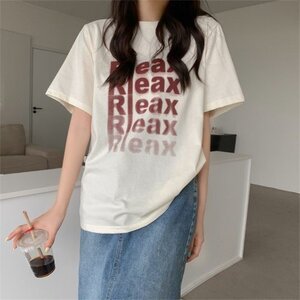 500円 同梱不可 シンプル ラウンドネック プリント 半袖 カジュアル Ｔシャツ