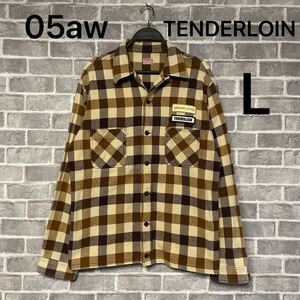 希少05aw TENDERLOIN テンダーロイン ワッペンチェックシャツ L ヘビーネルシャツ 