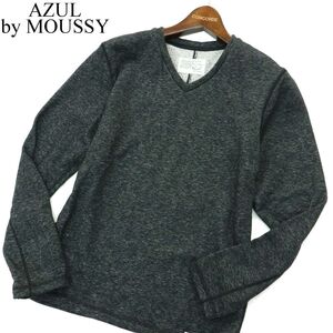 【新品 未使用】 AZUL by MOUSSY アズール マウジー 通年 スウェット Vネック カットソー ロンTシャツ Sz.S　メンズ 黒　A3T09948_9#F