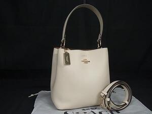 1円 ■美品■ COACH コーチ 1011 レザー 2WAY クロスボディ ハンドバッグ ショルダーバッグ 斜め掛け レディース アイボリー系 FF6400