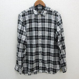 s■ユナイテッドアローズ/green label relaxing チェック柄 長袖シャツ【L】白 黒/MENS/105【中古】