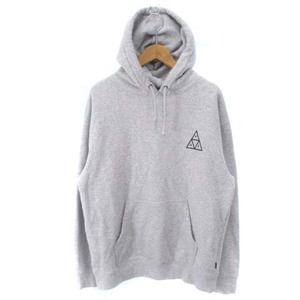 ハフ HUF SET TRIPLE TRIANGLE PULLOVER HOODIE パーカー PF00572 プルオーバー ロゴ プリント 裏起毛 グレー M メンズ