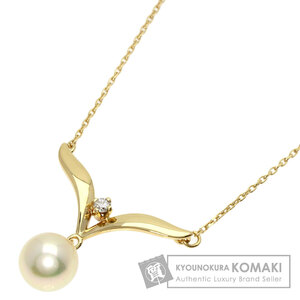 MIKIMOTO ミキモト パール 真珠 1P ダイヤモンド ネックレス K18イエローゴールド レディース 中古