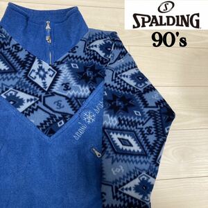 90s SPALDING ハーフジップ　フリース　ブルゾン　ジャケット　古着　90