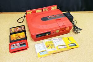 SHARP シャープ ツインファミコン 本体 AN-500R 赤　動作品　ベルト交換済　ソフト付き TWIN FAMICOM 