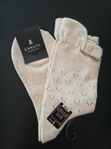 ～新品タグ付き　ランバンLANVIN　ゆったりソックス 　靴下　綿100%　日本製　23-24　ベージュ