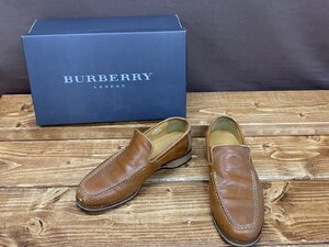 【N-6491】バーバリー BURBERRY 革靴 レザーローファー 24.0cm スリッポン BU1368 キャメル系 ビジネス 同梱可 東京引取可【千円市場】