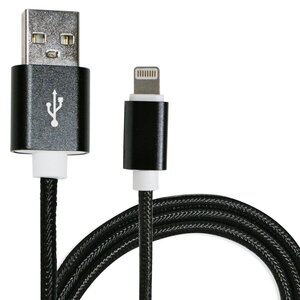 『1.5m/150cm』ナイロンメッシュケーブルiPhone用 充電ケーブル USBケーブル iPhone iPad iPod ブラック/黒