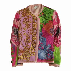 GIANNI VERSACE ジャンニヴェルサーチ ヴィンテージ バロック 総柄 ノーカラージャケットアウター マルチカラー サイズ38