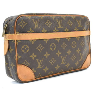 1円 ◆良品 LOUIS VUITTON ルイヴィトン セカンドバッグ クラッチ コンピエーニュ28 M51845 モノグラム ブラウン◆E.Bgo.tI-29