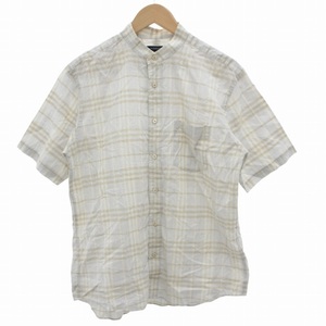 バーバリー ロンドン BURBERRY LONDON シャツ 半袖 ノバチェック L 白 ホワイト ■GY14 /SS 0726 メンズ