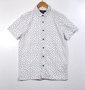 【FOREVER21】フォーエバー２１ 半袖ドットシャツ 白 メンズS ポルカドット 良品