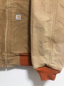 激レア!! オレンジリブ 90s USA製 Carhartt カーハート アクティブ ジャケット フェード チョアコート デトロイト ダブルニー ヴィンテージ