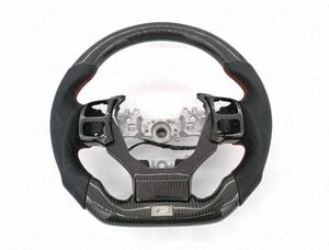 送料無料レクサス CT NX GS-F IS RC RC-F 　リアルカーボン製・パンチングレザー製　ステアリング1個　カバー付く　ヒーター対応