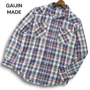 GAIJIN MADE ガイジンメイド ハリラン 通年 長袖 ウエスタン★ チェック シャツ Sz.M　メンズ　A4T09976_9#C