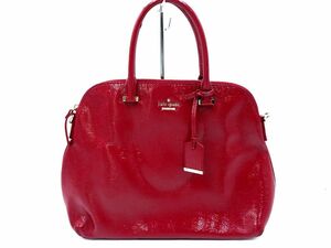 kate spade ケイトスペード パテントレザー ハンド バッグ 赤 ■■ ☆ ebb9 レディース