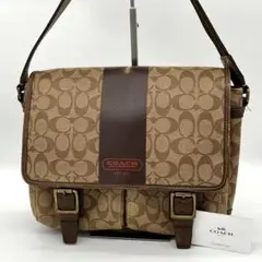 【良品】COACH シグネチャー ヘリテージ ストライプ ショルダーバッグ