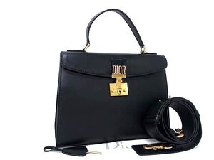 1円 ■美品■ ChristianDior クリスチャンディオール アディクト レザー 2WAY ハンドバッグ ショルダー 斜め掛け ブラック系 CB1952