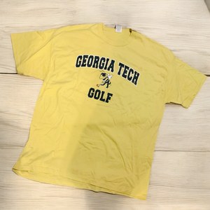 XXL Tシャツ　RUSSELL ATHLETIC GEOGIA TECH　イエロー　GOLF　ゴルフ　ハチ　ジョージア大　黄色　コラボ