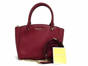 1円 ■極美品■ MICHAEL KORS マイケルコース 35H7GE0S1L レザー 2WAY ハンドバッグ ショルダー レディース レッド系 FF2947