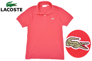 Y-8152★送料無料★LACOSTE ラコステ CLASSIC FIT★日本製 レッド赤 ワニロゴ刺繍 鹿の子 半袖 ポロシャツ XXS 1