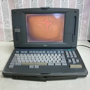 L452 FUJITSU OASYS LX-4500NT パーソナルワードプロセッサ ワープロ 本体のみ/通電OK 画面やけ 破損あり ジャンク品