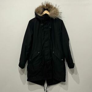 【537】 美品 ポールスミス ラクーン ファー 牛革 モッズ コート キルティング ライナー L ブラック 黒 black paul smith レザー coat