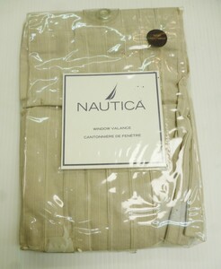 ★ 82151 カフェカーテン NAUTICA TUCK DOBBY W107 x H43cm 表地：綿100％ ベージュ 未使用 ★*