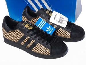 デッド!! 希少!! 28cm 新品 02年 adidas スーパースター SUPERSTAR WV 黒xベージュ レザー ウーブン 金ベロ