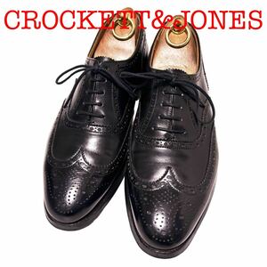 384.CROCKETT&JONES クロケットアンドジョーンズ CANTERBURY ウィングチップ レザーシューズ ドレスシューズ ブラック 7E