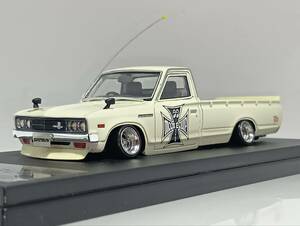 1/43 Hi-Story DATSUN TRUCK 620 改 アルミ 深リム ローダウン 改造 620 ロングボディー F/Rスポ Moon デカール カスタム インターアライド