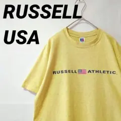 90s ラッセルアスレチック Tシャツ センターロゴ プリント USA製 霜降り