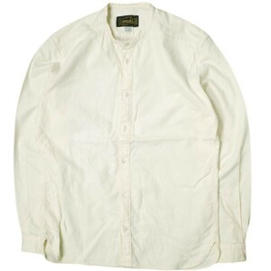 ORGUEIL オルゲイユ 日本製 Herringbone Band Collar Shirt ヘリンボーンバンドカラーシャツ OR-5016B 40 Off White 長袖 トップス g15636