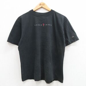 L/古着 ゲス GUESS 半袖 ビンテージ Tシャツ メンズ 90s ワンポイントロゴ コットン クルーネック 黒 ブラック 24apr24 中古