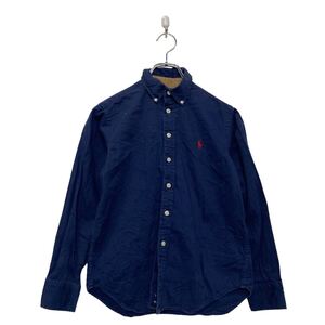 Ralph Lauren 長袖 無地 シャツ ラルフローレン キッズ S~ ネイビー 古着卸 アメリカ仕入 a607-5851