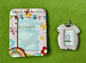 happy birthday ハッピーバースデー　写真立て2個セット　ピンク　女の子　プレゼント　ギフト　『送料無料』
