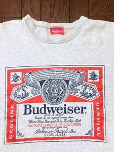 国産 ビンテージ バドワイザー Budweiser Tシャツ M 霜降りグレー ビール ＢＥＥＲ 企業物 シングルステッチ