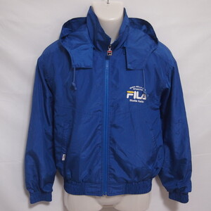 古着 メンズUSA31(XS-S相当) FILA/フィラ 裏起毛 ブレーカージャケット フード フルジップ 防風 防寒 ブルー FA4GA3307