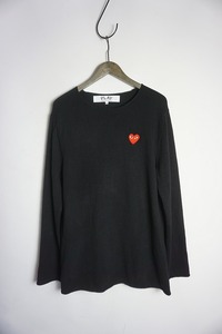 美品 正規 24AW PLAY COMME des GARCONS プレイ コムデギャルソン WOOL KNIT ウール ニット セーター ハート刺繍 AX-N068 L黒本物112P▲